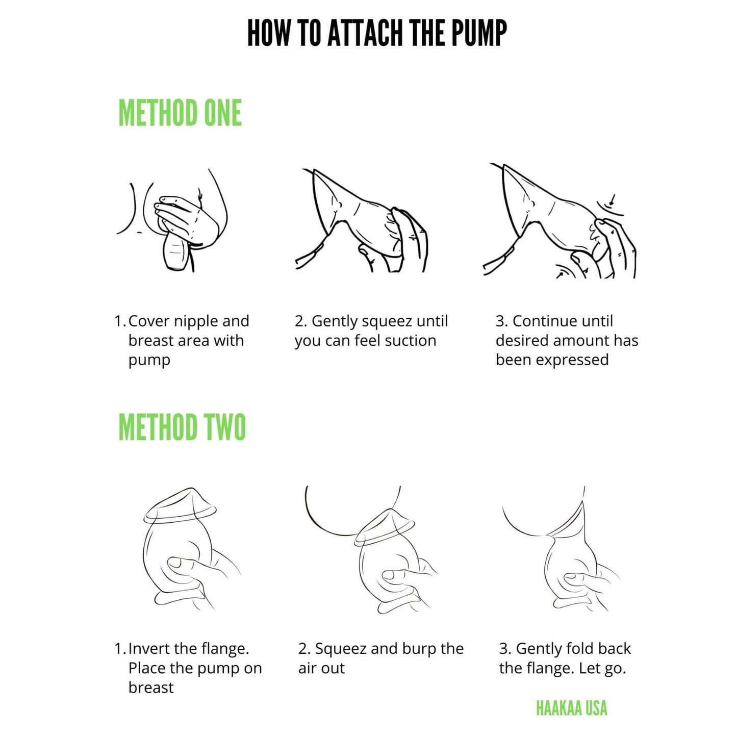 Instructions on how to attach a pump with illustrations and text.