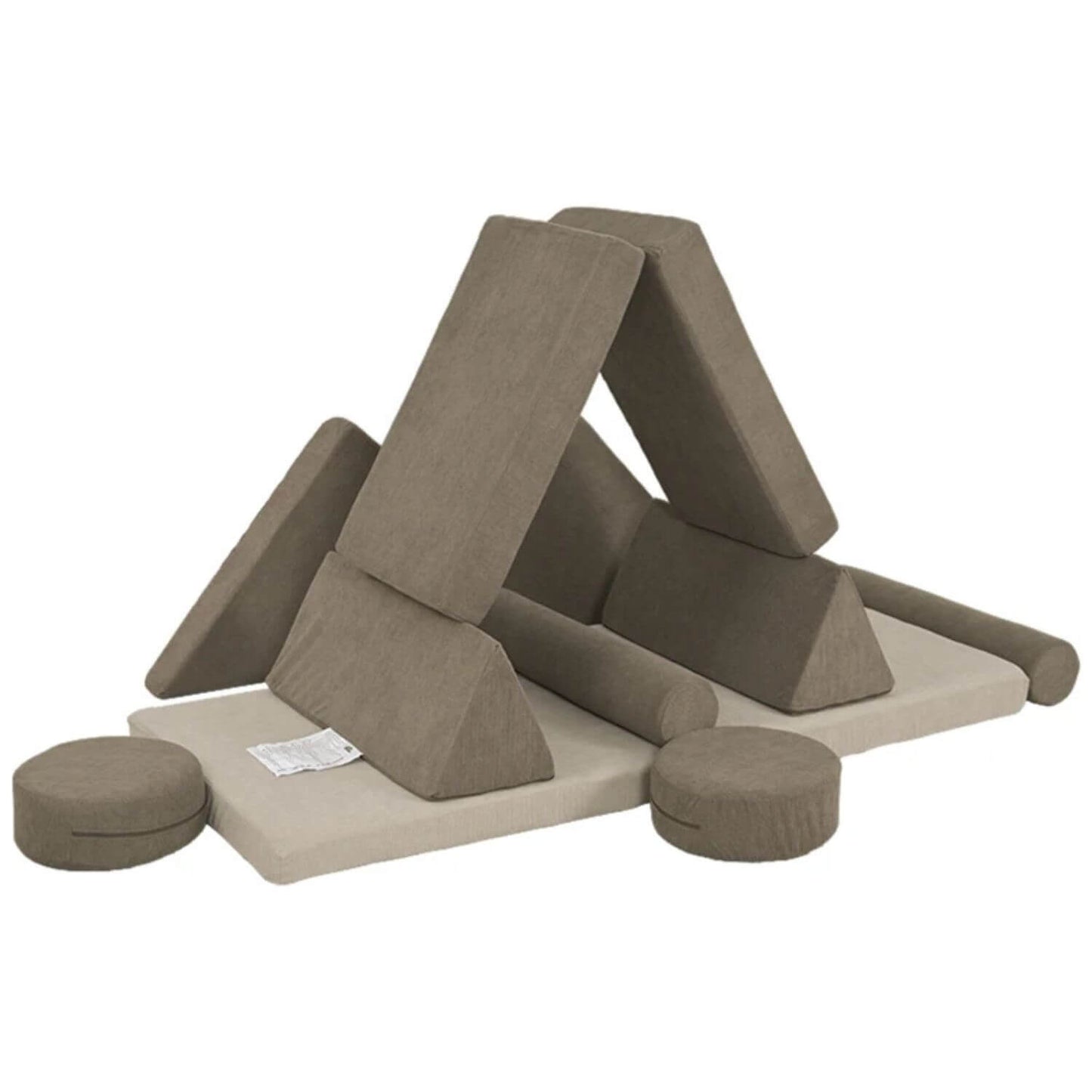 Qaba 12 Pieces Kids Foam Climbing Blocks Khaki