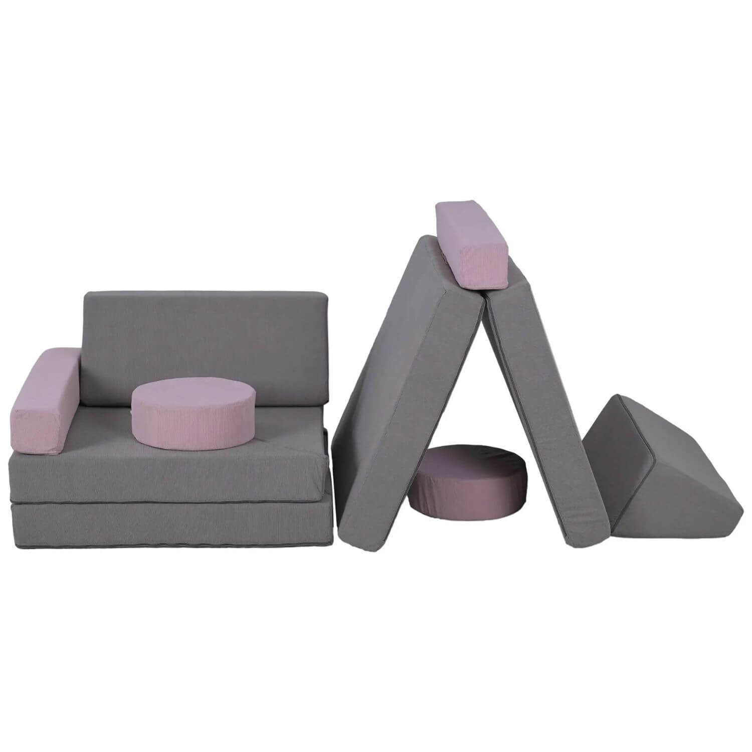 Qaba 12 Pieces Foam Climbing Blocks for Toddlers Gray & Pink