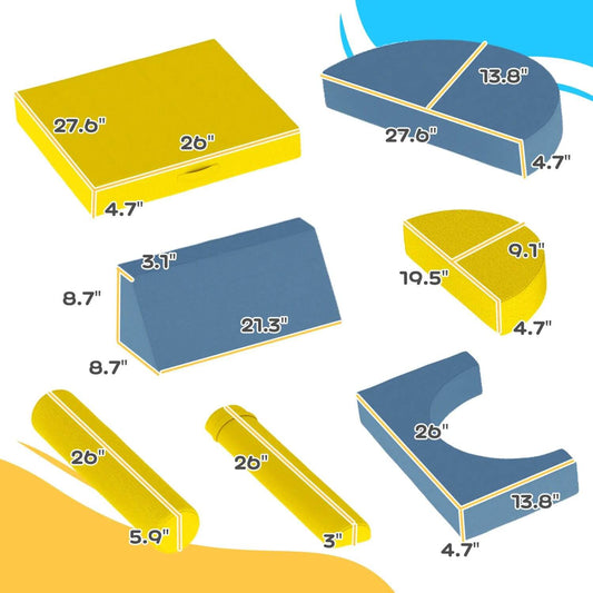 Qaba 14 Piece Foam Climbing Blocks for Toddlers Yellow