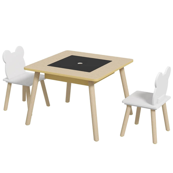 Qaba 3 Piece Kids Table and Chair Set, with Convertible Desk with Storage