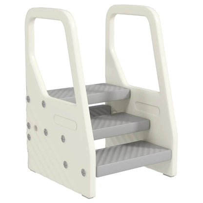 Qaba Adjustable 3 Step Toddler Tower Gray