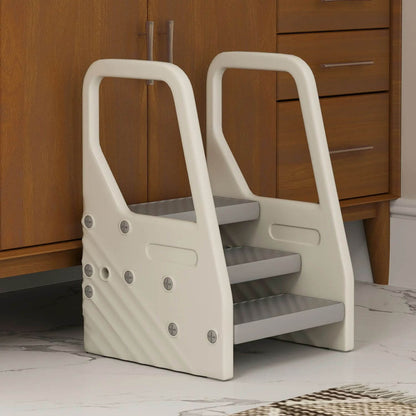 Qaba Adjustable 3 Step Toddler Tower Gray