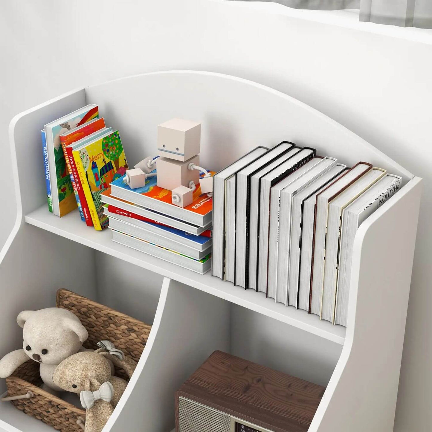 Detail of Qaba 3 Tier Bookcase with Drawer White