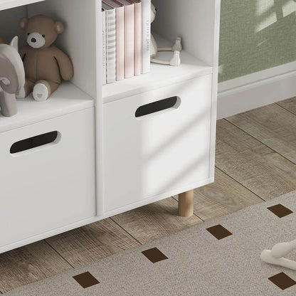 Detail of Qaba 3-Tier Kids Bookshelf with Two Drawers White