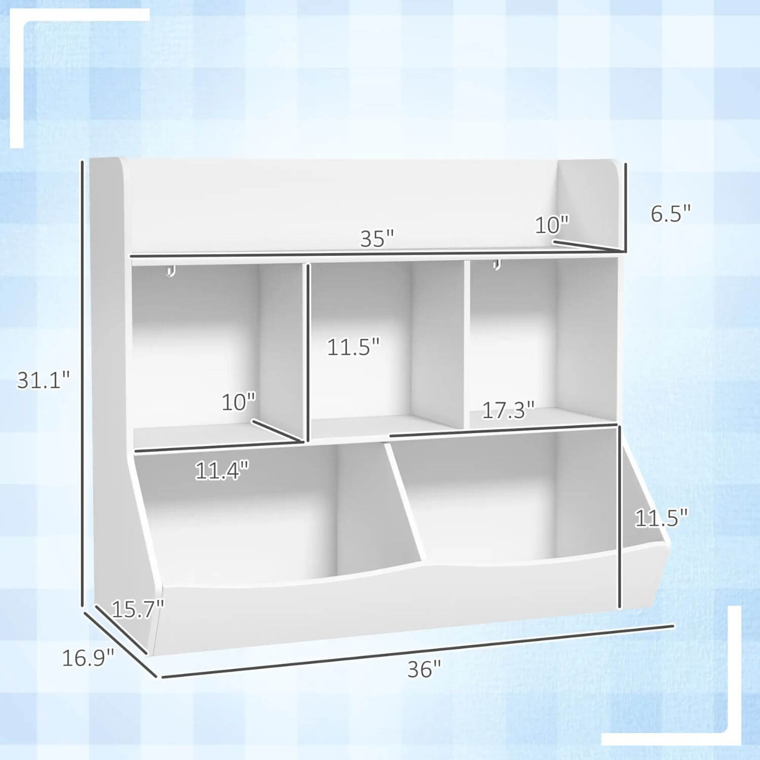 Qaba 3 Tier Kids Toy Storage with 5 Compartment White