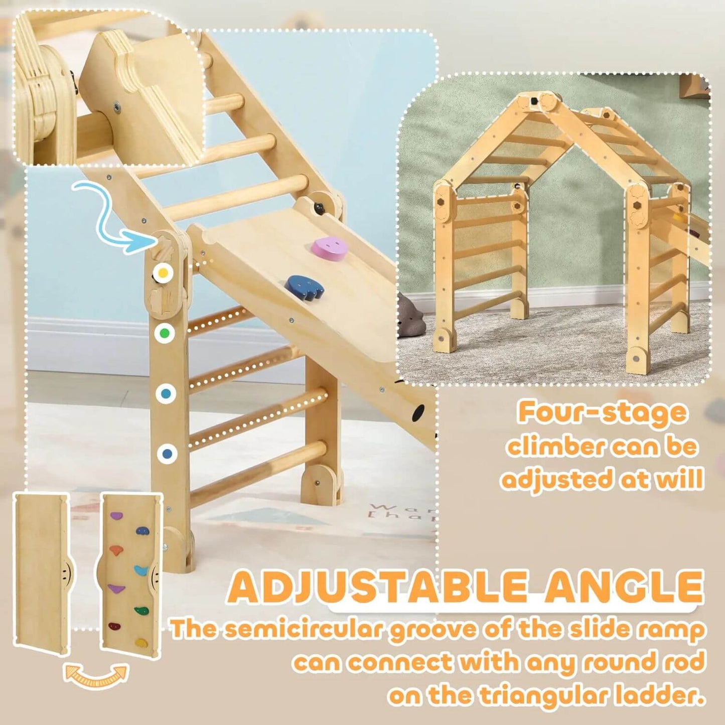 Qaba 4-in-1 Indoor Toddler Climbing Toys with Ramp & Seesaw