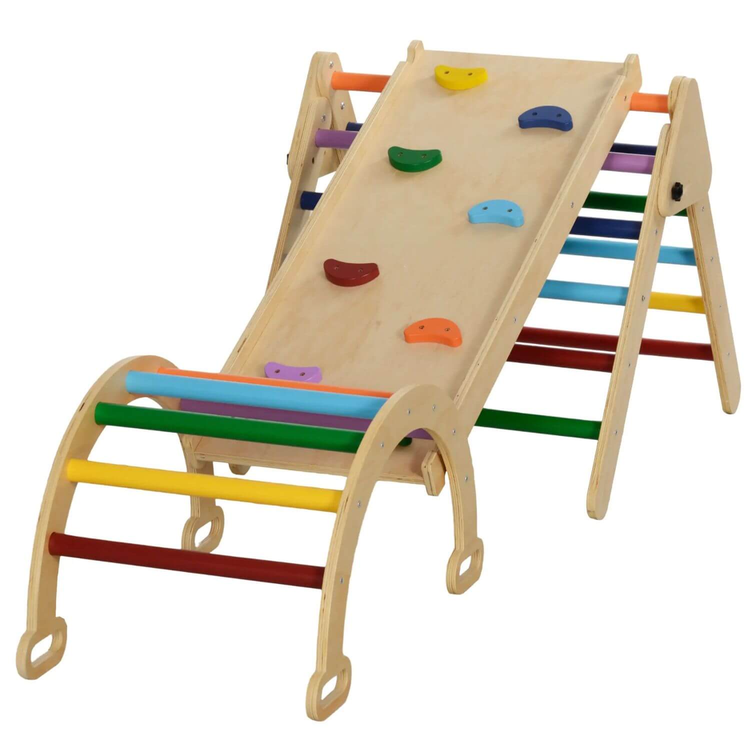 Qaba 5-in-1 Wooden Pikler Triangle Set for 18-48 months, Multicolor