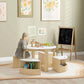 Girl Playing at Qaba 5 Piece Kids Table and Chairs Set with Storage White