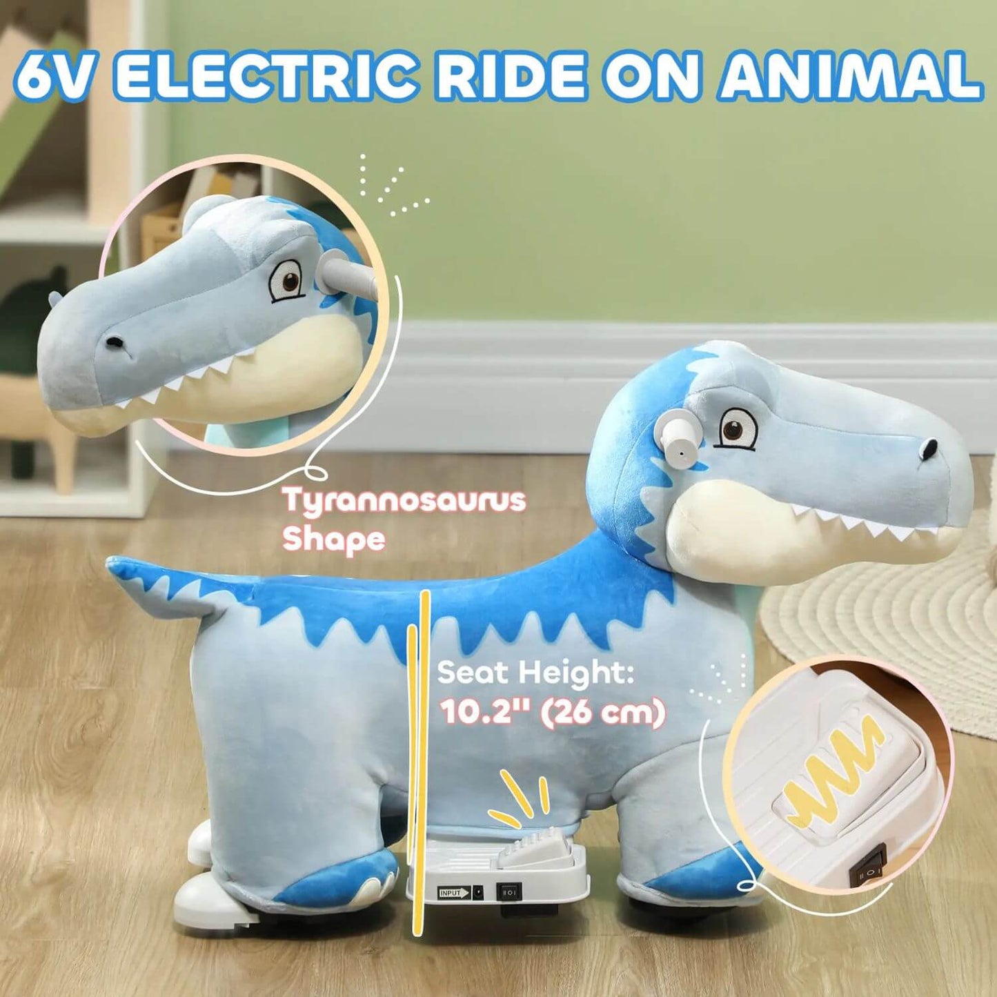 Qaba 6V Kids Electric Ride-on Animal Tyrannosaurus