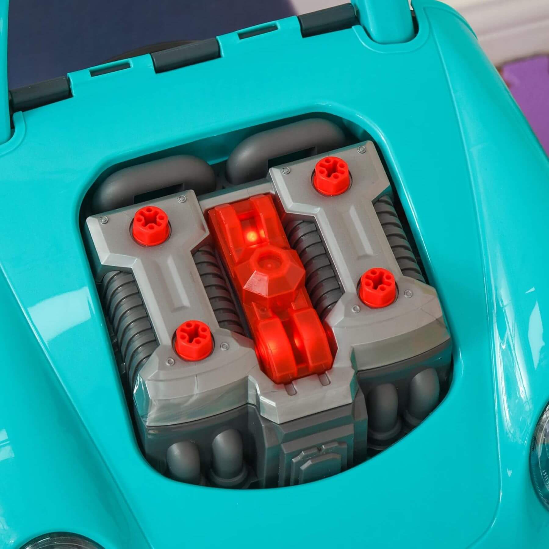 Close-up of Qaba Mechanic Kids Truck Engine Toy Set Teal