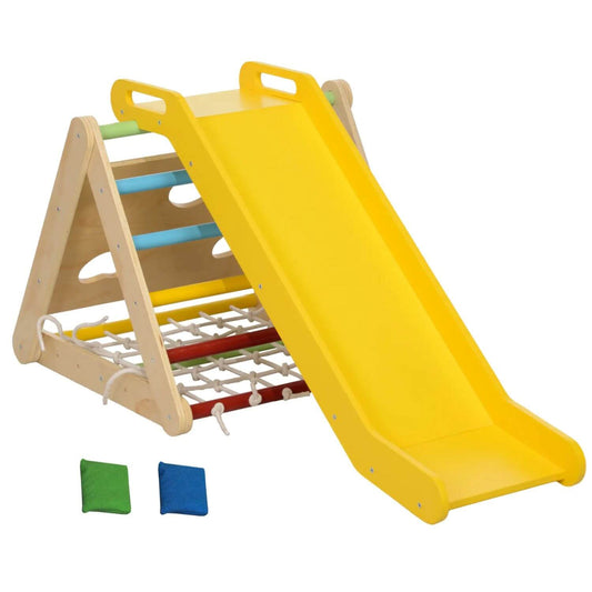 Qaba 5-in-1 Pikler Triangle Set with Slide & Sandbags Multicolor