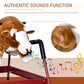 Qaba Ride On Rocking Horse Rodeo Bull Style with Realistic Sounds Brown, showing a close-up of the ear and musical notes indicating sound function.