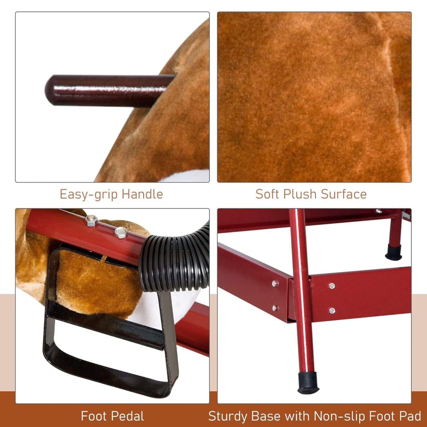 Features of Qaba Ride On Rocking Horse Rodeo Bull Style with Realistic Sounds Brown