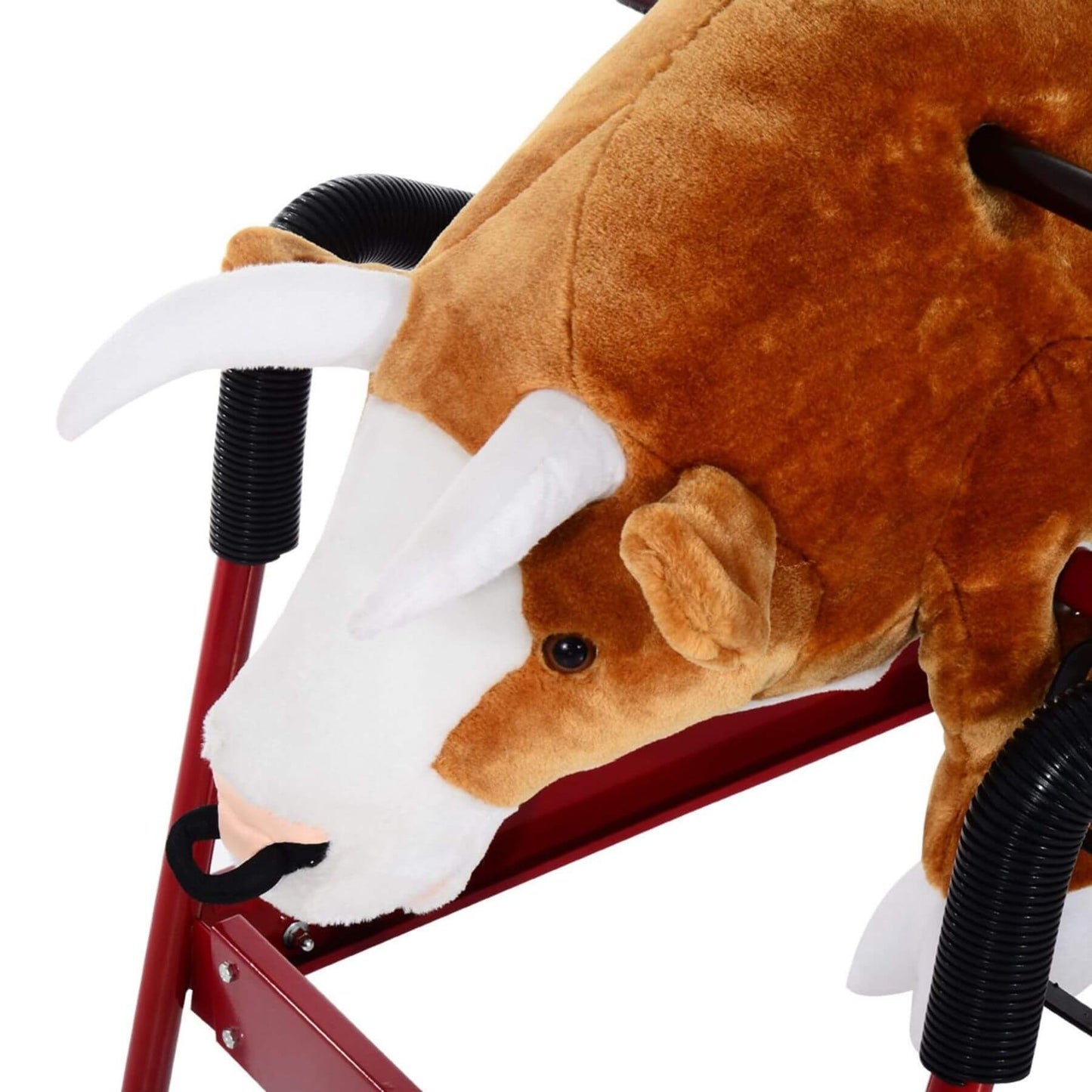 Close-up of Qaba Ride On Rocking Horse Rodeo Bull Style with Realistic Sounds Brown