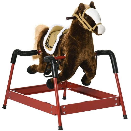 Qaba Ride on Horse with Animal Sounds Dark Brown