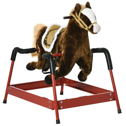 Qaba Ride on Horse with Animal Sounds Dark Brown