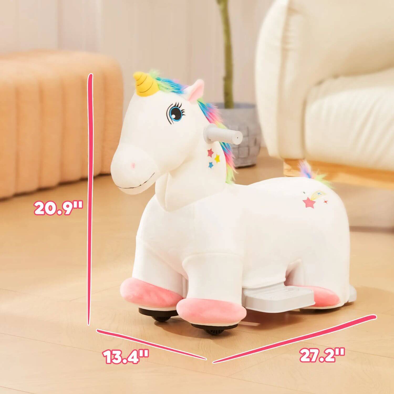 Qaba 6V Battery Powered Ride on Unicorn White