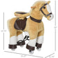 Qaba Ride-on Walking Rolling Kids Horse Brown and measurements on a white background