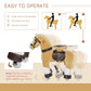 Qaba Ride-on Walking Rolling Kids Horse Brown and operating instructions on a beige background