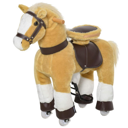 Qaba Ride-on Walking Rolling Kids Horse Brown