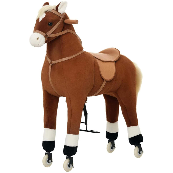 Qaba Kids Ride-on Walking Horse with Easy Rolling Wheels Brown