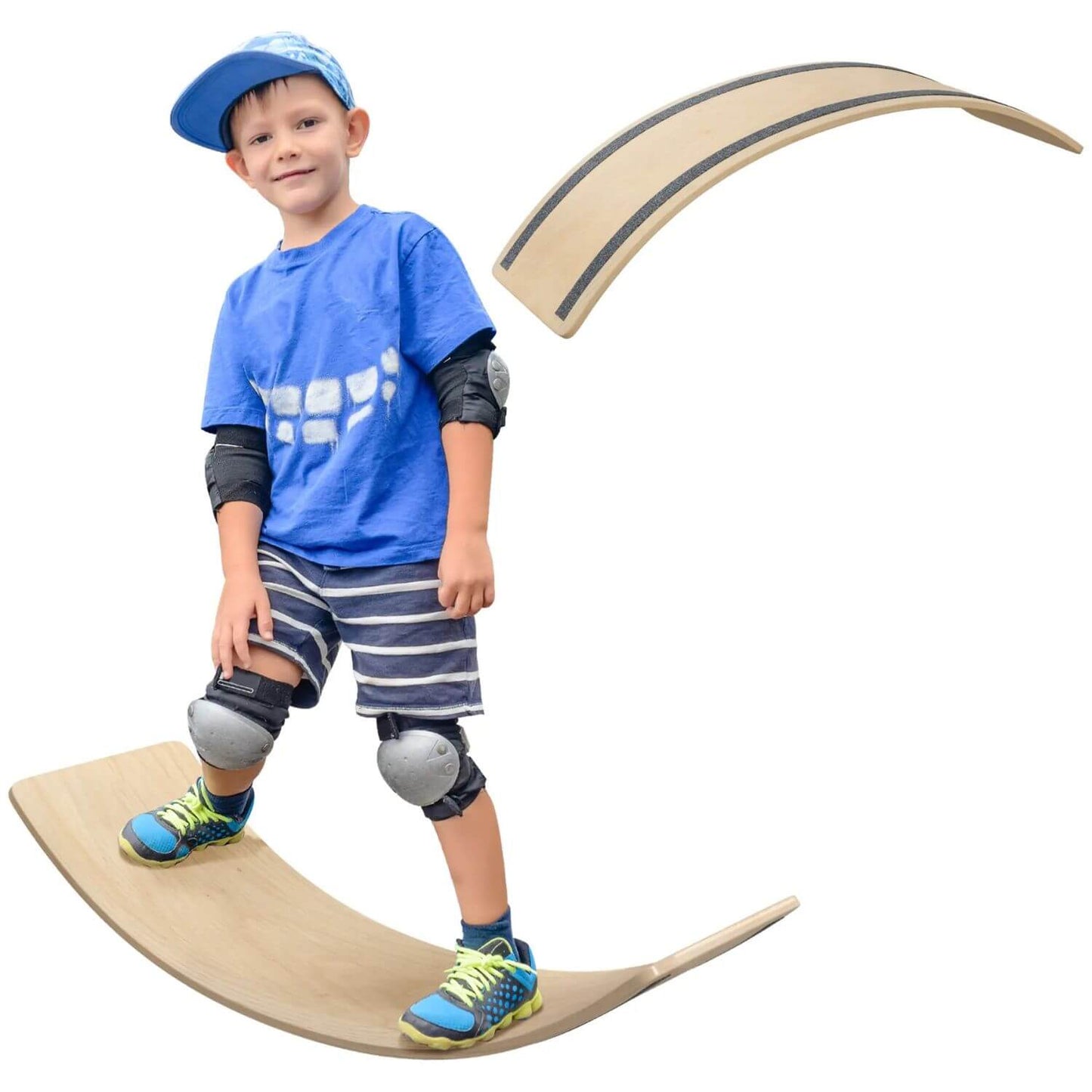 Boy Playing Qaba Wooden Balance Board