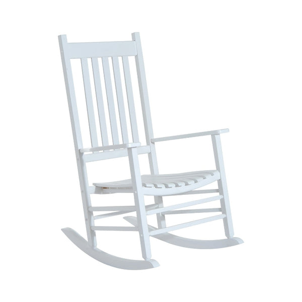 Outsunny Indoor/Outdoor Nursery Rocking Chair in White | Slatted for Indoor, Backyard & Patio