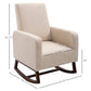 HOMCOM Accent Lounge Rocking Chair with Solid Curved Wood Base and Linen Padded Seat, Nursery Rocking Chair, Cream White