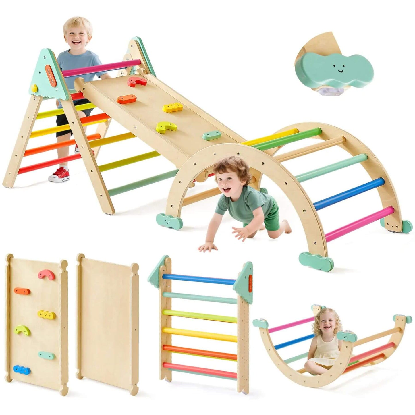Tiny Land® 7-in-1 Rainbow Pikler Triangle Set