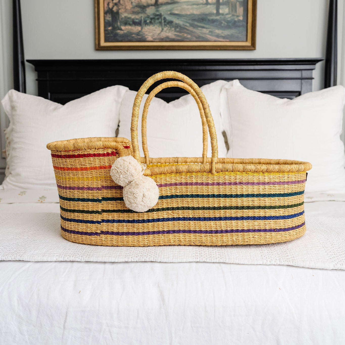 Plum+Sparrow Rainbow African Moses Basket Vegan Handle