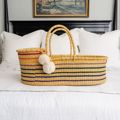 Plum+Sparrow Rainbow African Moses Basket Vegan Handle