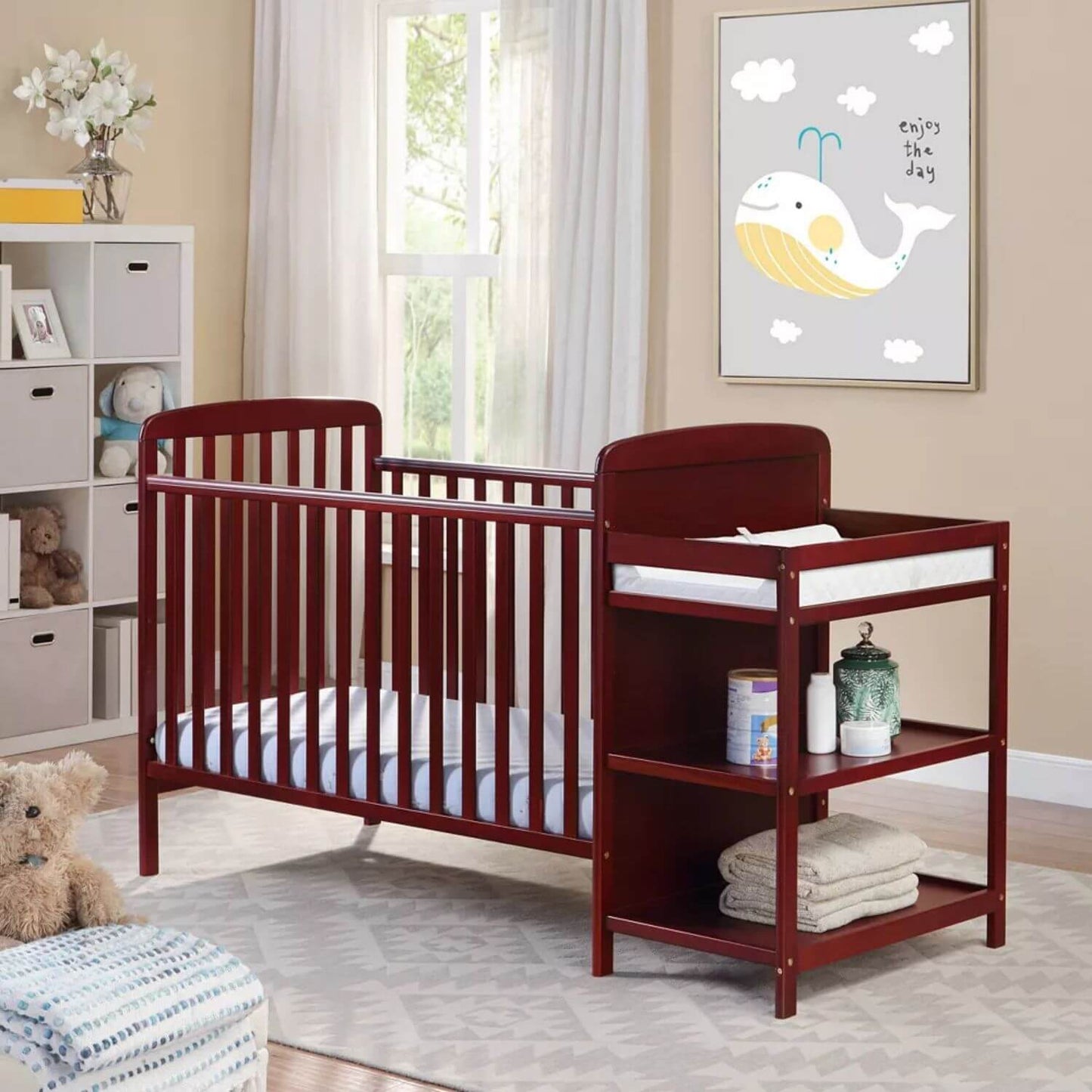 Ramsey 3-in-1 Convertible Crib and Changer Combo Cherry