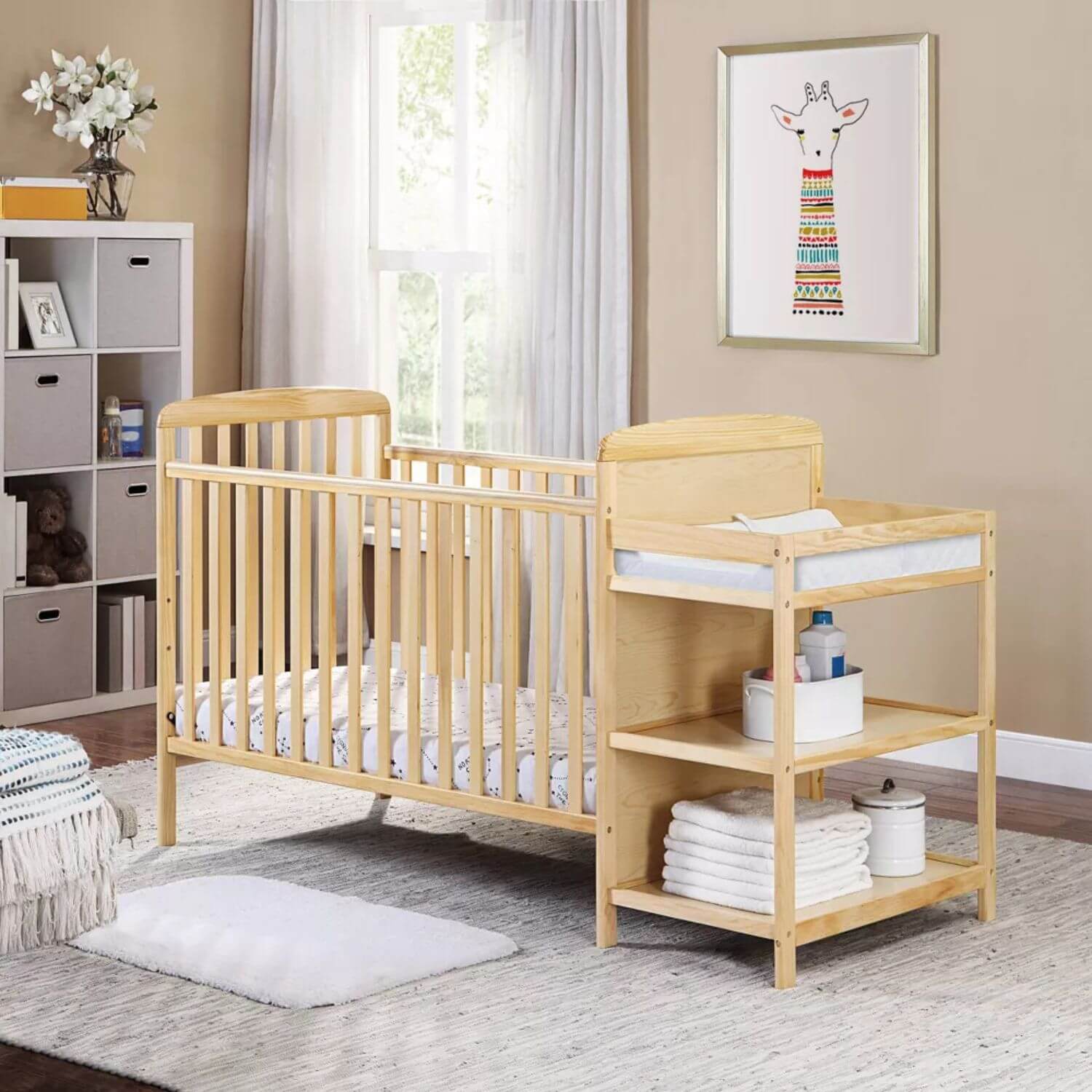 Ramsey 3-in-1 Convertible Crib and Changer Combo Natural