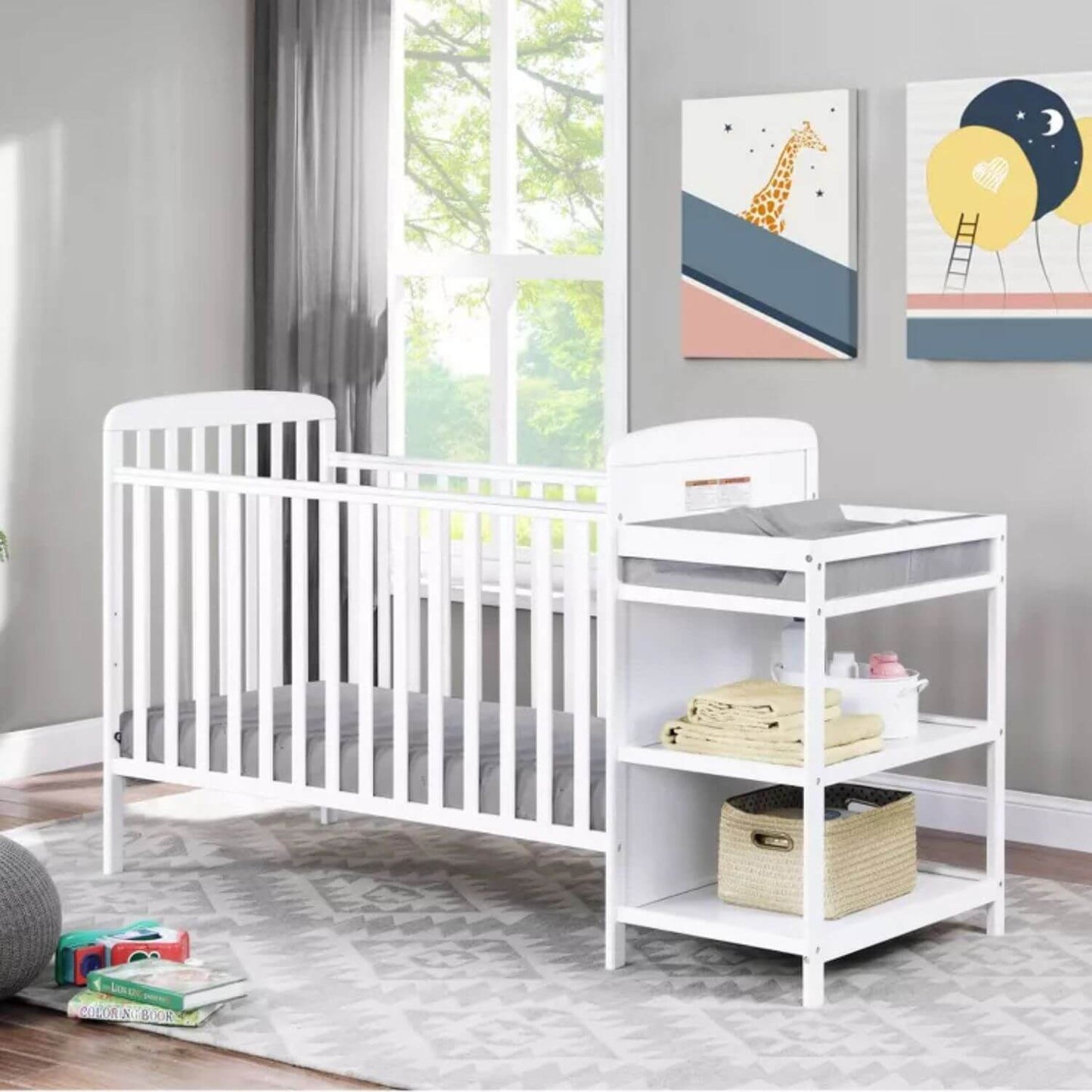 Ramsey 3-in-1 Convertible Crib and Changer Combo White