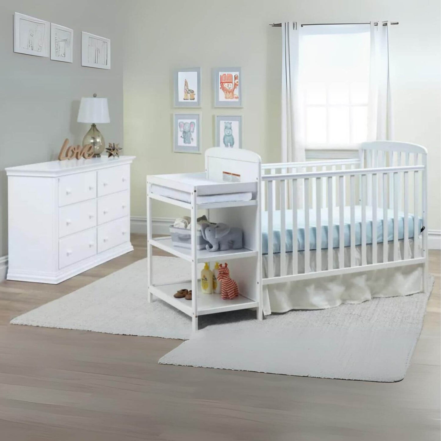 Ramsey 3-in-1 Convertible Crib and Changer Combo White