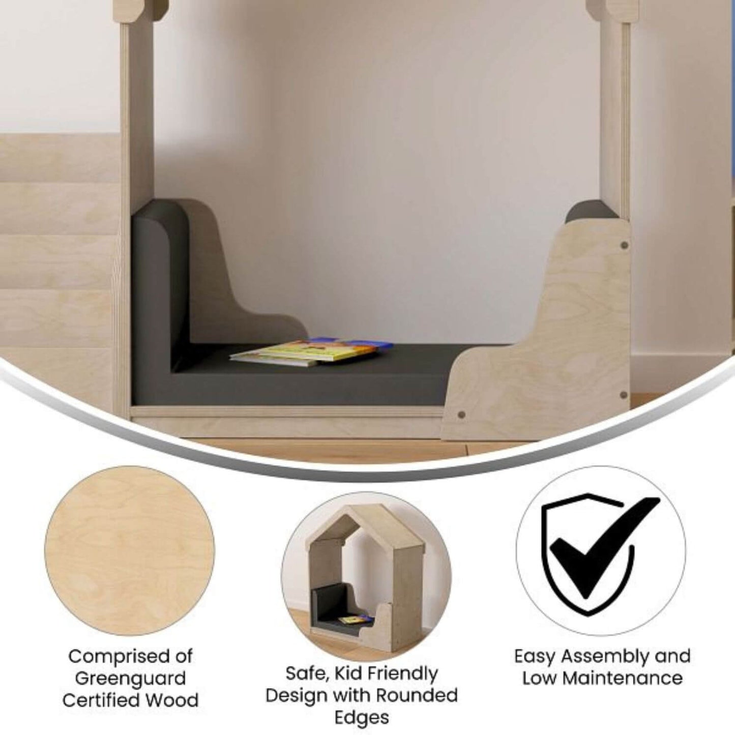 Flash Furniture Bright Beginnings Wooden Reading Nook W/Soft Padded Seating