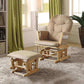 Benzara Rehan Glider Chair & Ottoman Set | Brown & Natural Oak