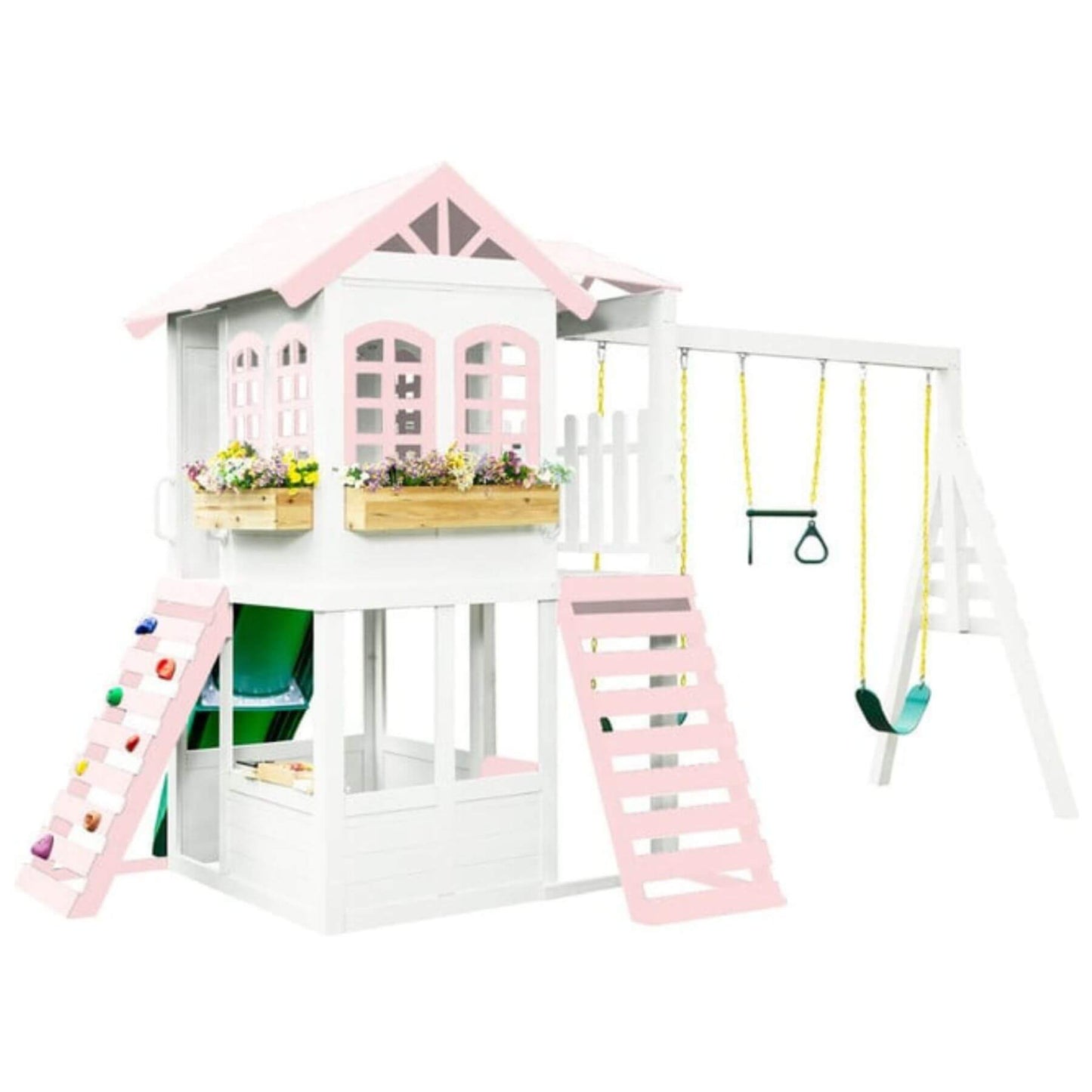 Reign Two Story Playhouse with Swing Attachment Bee Mine