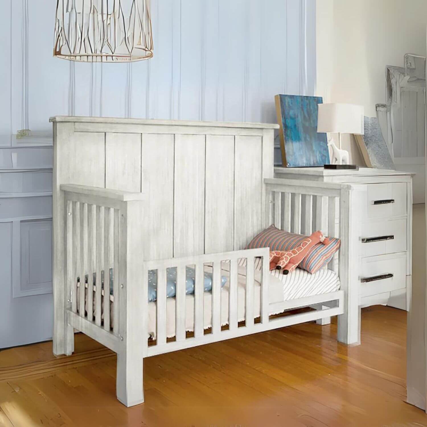 Milk Street Baby Relic Batten 4-in-1 Convertible Crib Cloud - Converted to a Toddler Bed - Lifestyle