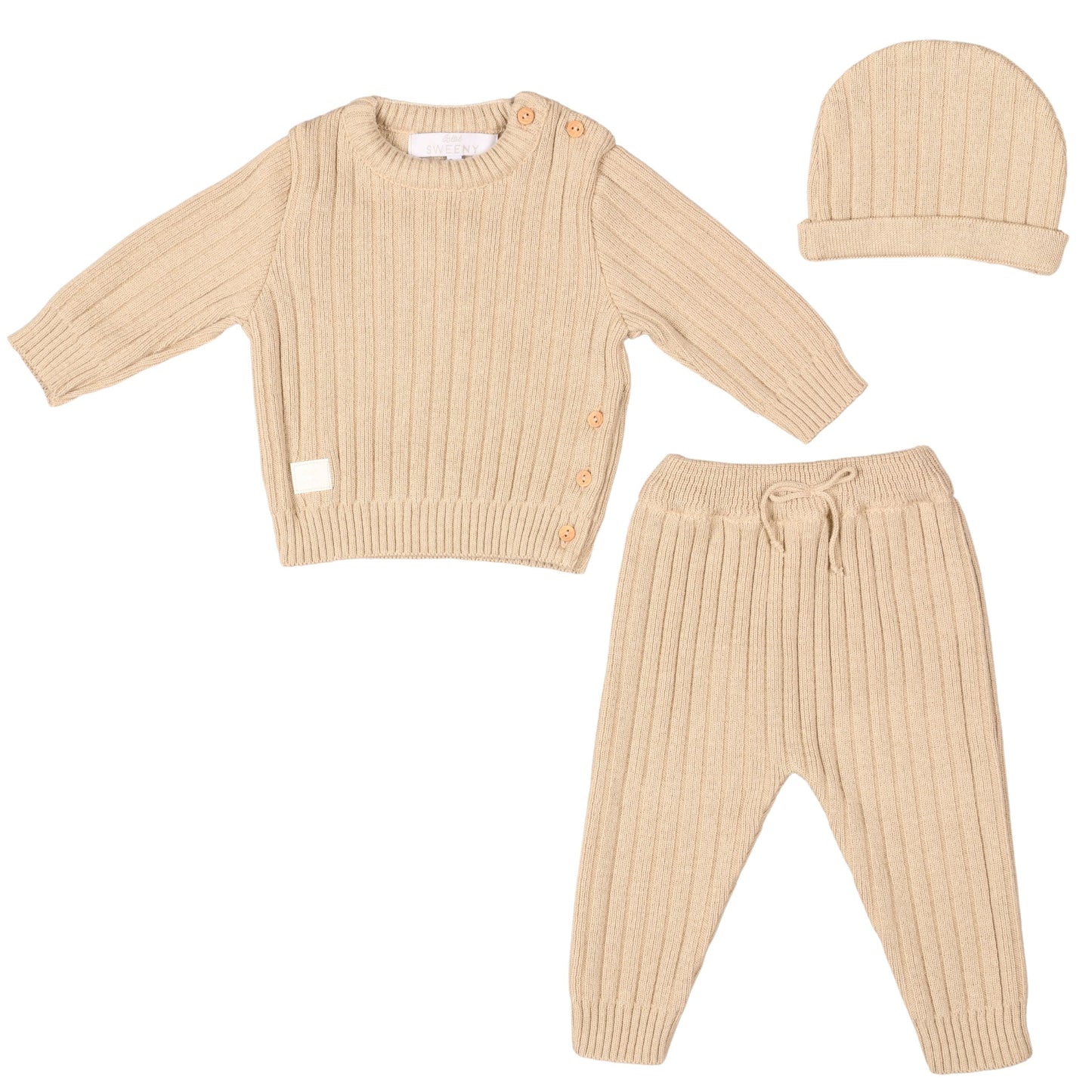 Bebe Sweeny REMY | Beige Ribbed Knit Leggings Set (3)