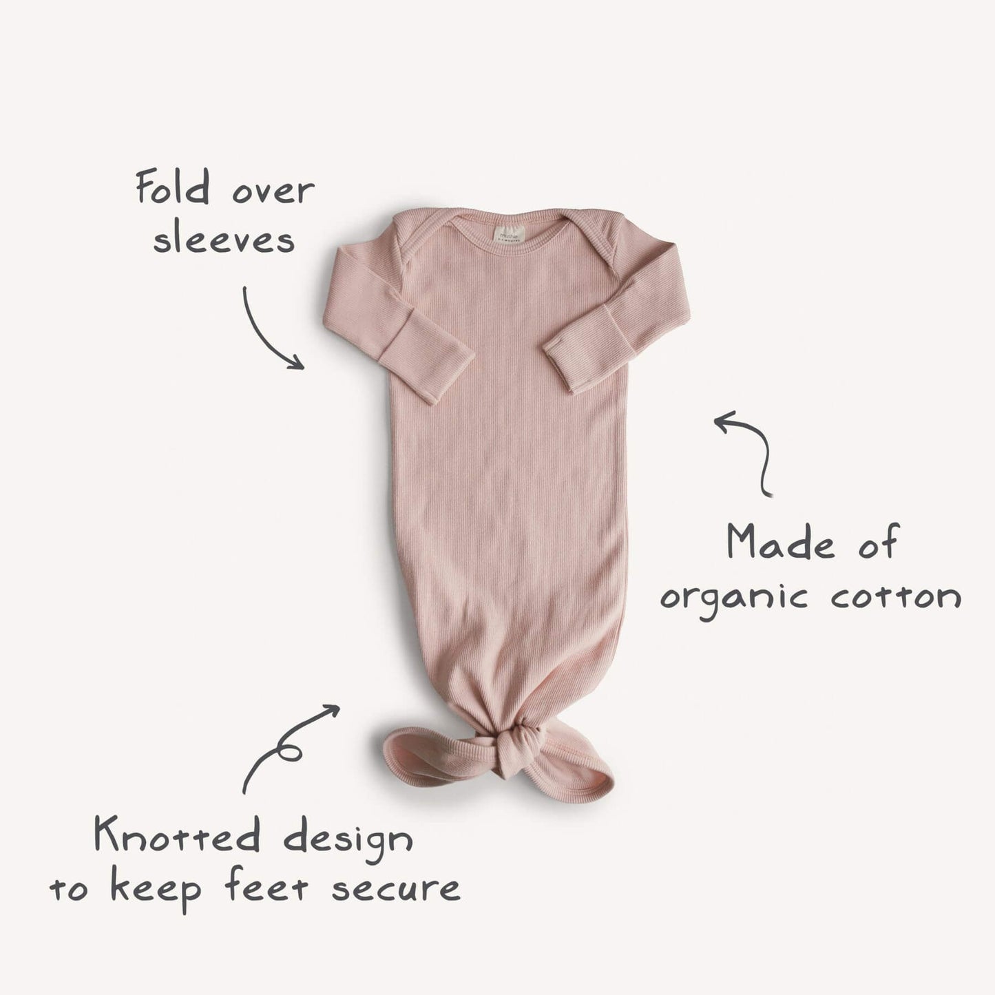 Mushie Ribbed Knotted Baby Gown