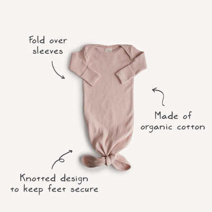 Mushie Ribbed Knotted Baby Gown