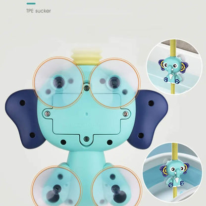 Toy elephant with suction cups on a white background