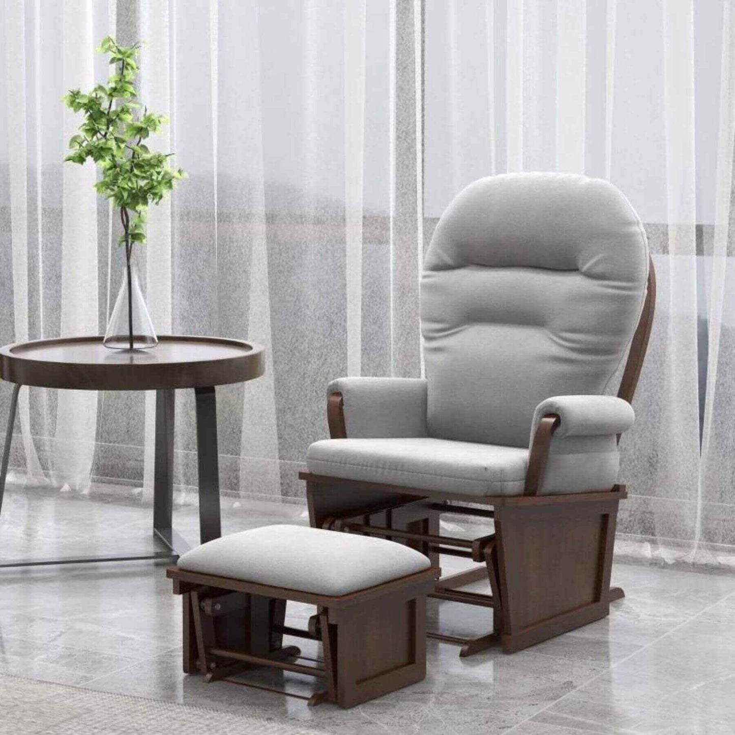 HOMCOM Rocking Chair Set with Ottoman Light Gray