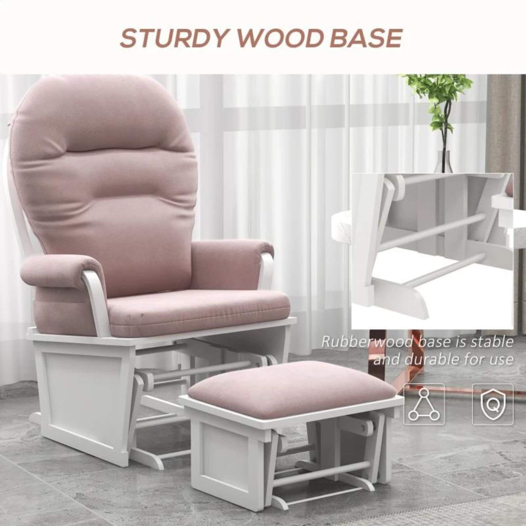 HOMCOM Rocking Chair Set with Ottoman Pink