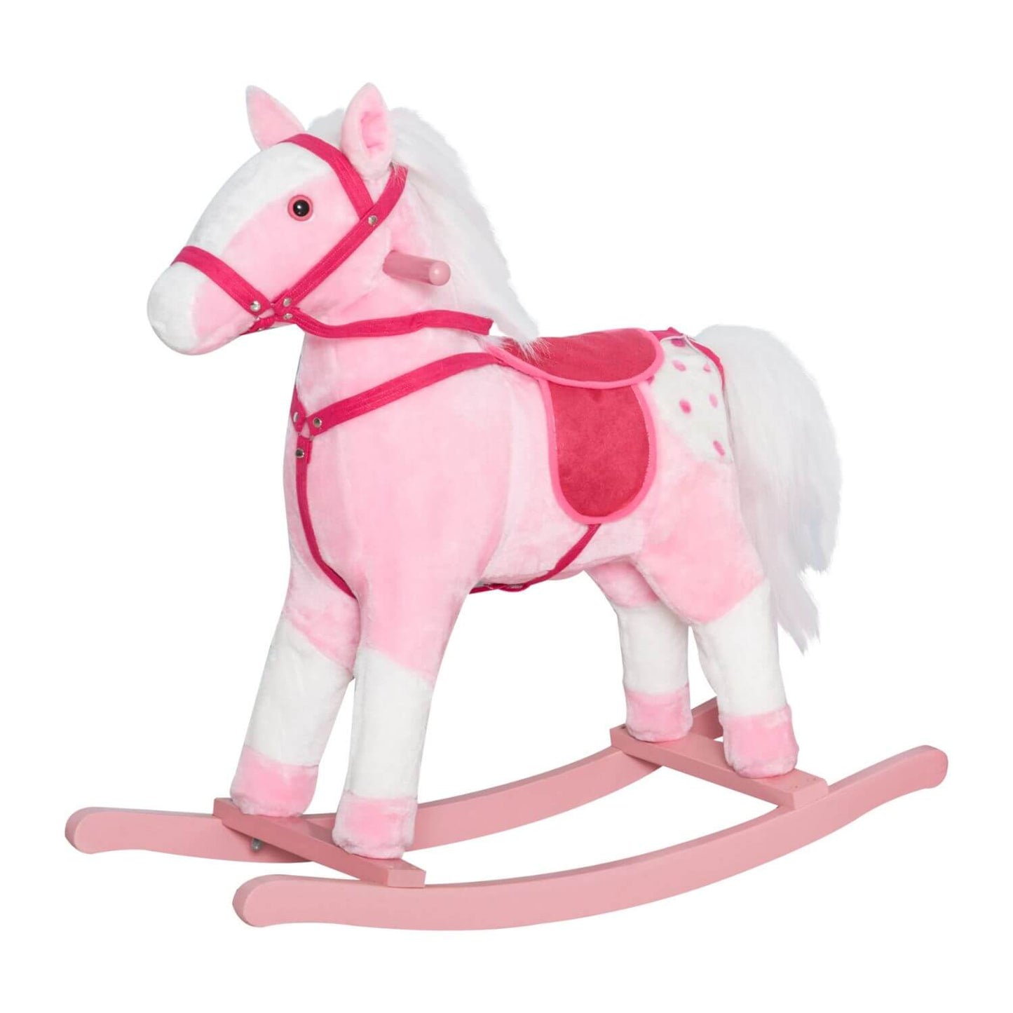 Qaba Kids Plush Toy Rocking Horse Pony Pink