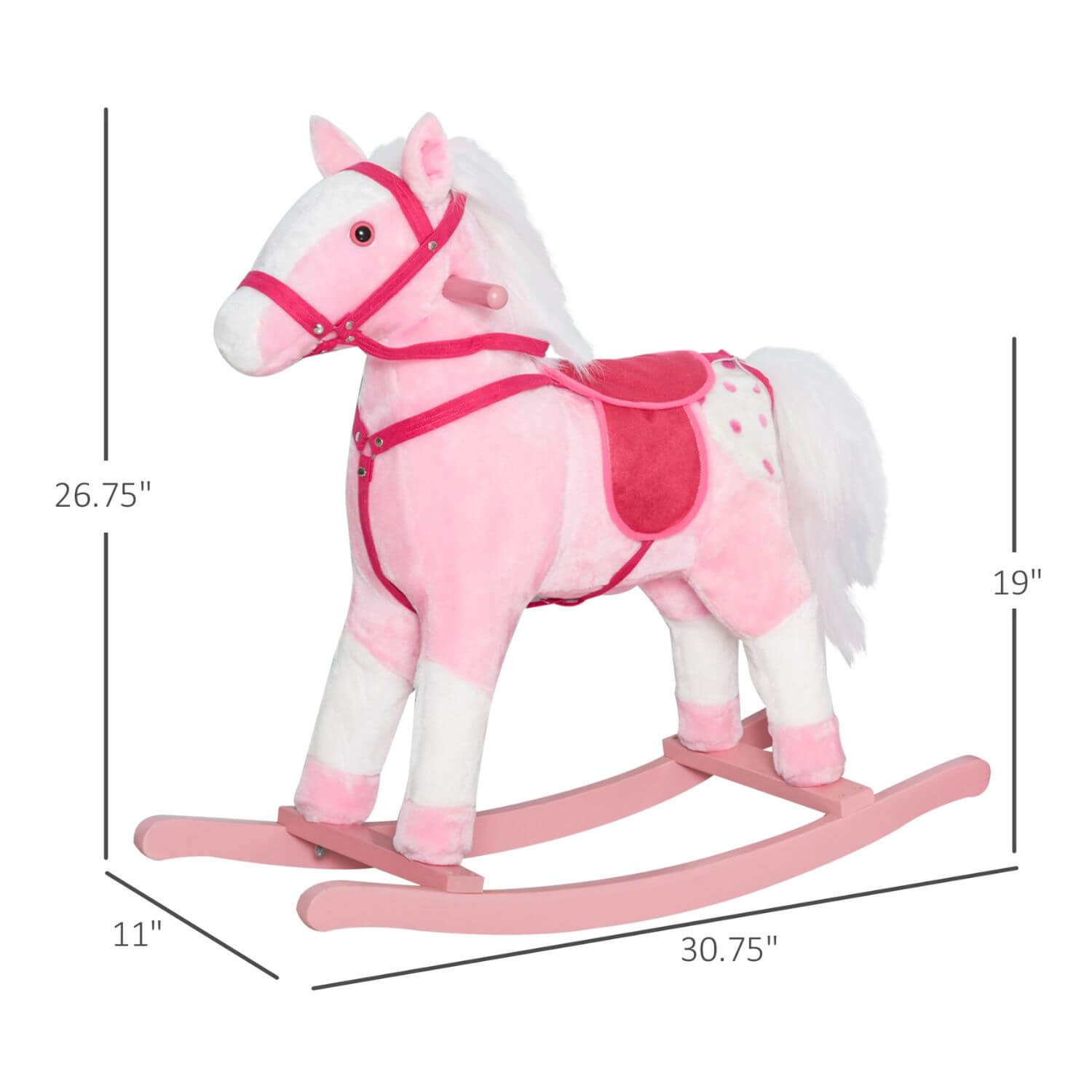 Qaba Kids Plush Toy Rocking Horse Pony with Realistic Sounds Pink