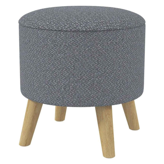 HOMCOM Round Ottoman Stool with Storage and Wood Legs Gray