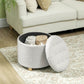 HOMCOM 18" Round Ottoman with Storage White | Lid Open